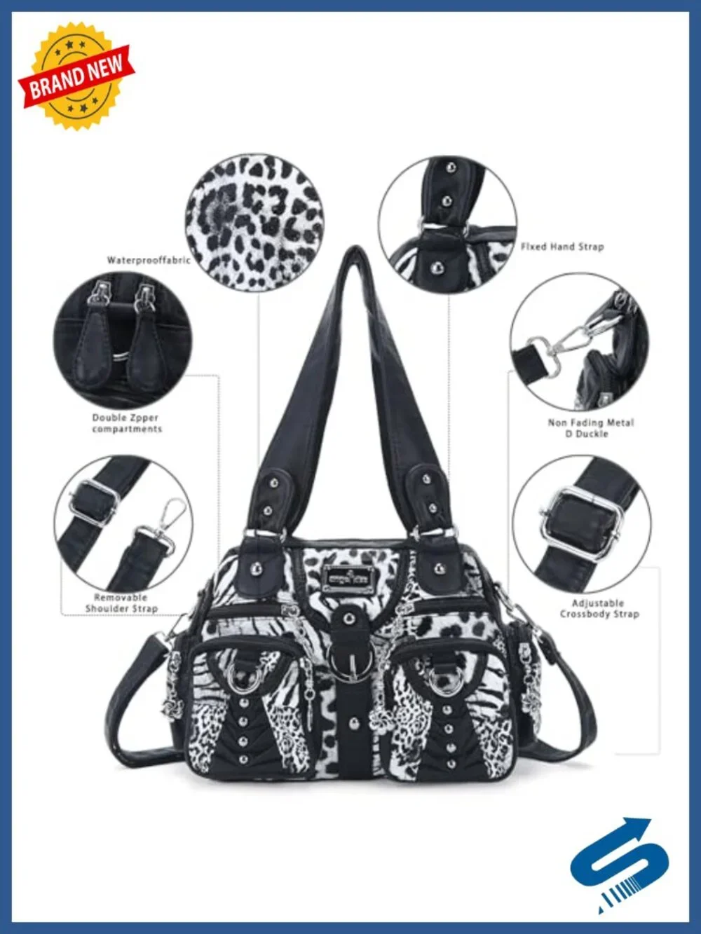 Faux Leather Hobo Handbag Crossbody Shoulder Bag Multipocket Soft Purse for